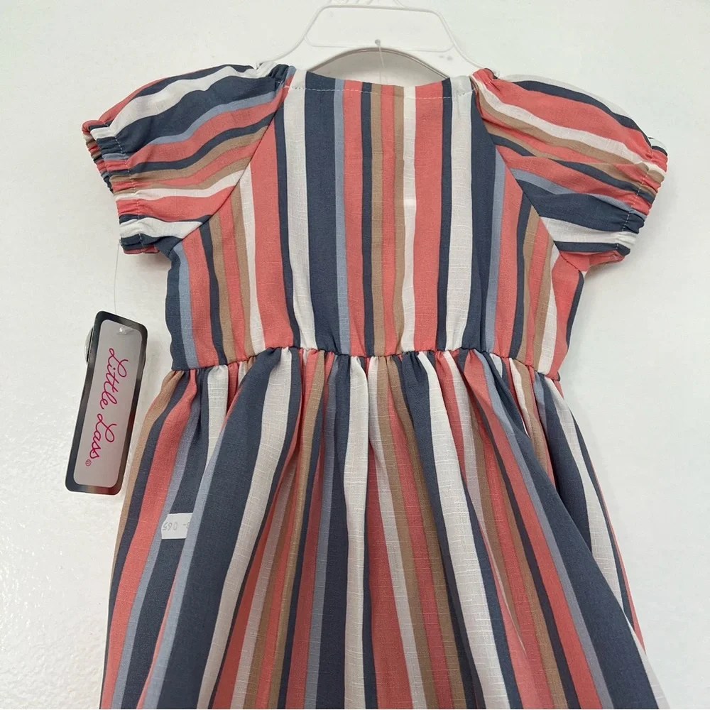 NWT Girls 18 M Little Lass 2pc. Stripe Linen Dress‎